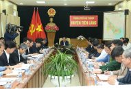 Đồng chí Lê Văn Thành, Bí thư Thành ủy làm việc với QQ8894 kèo WC 2026 chủ chốt huyện Tiên Lãng