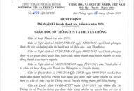 Công khai Kế hoạch thanh tra, kiểm tra năm 2021 trong lĩnh vực thông tin và truyền thông