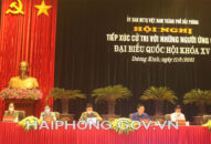 Chủ tịch TRANG CHỦ QQ88.COM ĐĂNG KÝ Vương Đình Huệ cùng các ứng cử viên đại biểu TRANG CHỦ QQ88.COM ĐĂNG KÝ khóa XV tiếp xúc cử tri, vận động bầu cử tại quận Dương Kinh