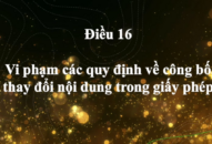 Điều 16. Vi phạm các quy định về công bố, thay đổi nội dung trong giấy phép