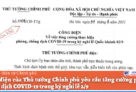 Thủ tướng yêu cầu tăng cường phòng, chống dịch COVID-19 trong kỳ nghỉ lễ 2/9