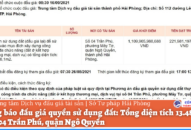 Thông báo đấu giá quyền sử dụng đất: Tổng diện tích 13.486,1m² tại số 04 Trần Phú, quận Ngô Quyền