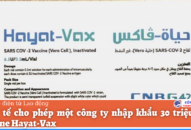 Bộ QQ8839 Đăng ký, Tải app cho phép một công ty nhập khẩu 30 triệu liều vaccine Hayat-Vax