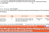 Thông báo đấu giá tài sản: Nhà hàng nổi Hoa Phượng (nay là nhà hàng nổi Lan Hạ) tại thị trấn Cát Bà, huyện Cát Hải
