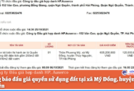 Thông báo đấu giá quyền sử dụng đất tại xã Mỹ Đồng, huyện Thủy Nguyên