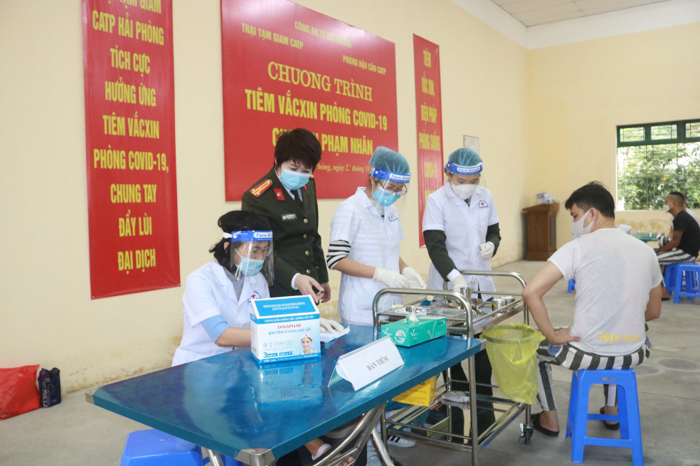Tiêm vắc xin phòng Covid-19 cho người bị tạm giam, tạm giữ, phạm nhân đang thi hành án phạt tù tại Trại Tạm giam