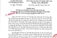 Thông báo kết luận của Chủ tịch UBND thành phố tại cuộc họp nghe báo cáo kế hoạch cắm phao tiêu phục vụ việc di dời, giải tỏa các hộ nuôi ngao trên địa bàn quận Hải An