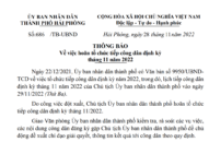 Thông báo hoãn tổ chức tiếp công dân định kỳ tháng 11 năm 2022