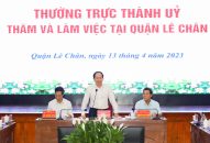 Thường trực Thành ủy làm việc với Ban Chấp hành QQ88qq khuyến mãi cập nhật mỗi ngày quận Lê Chân