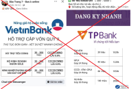 Cảnh báo mạo danh ngân hàng, các tổ chức tín dụng cho vay trực tuyến lãi suất thấp để lừa đảo
