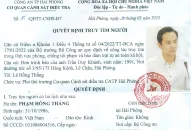 Cơ quan Cảnh sát điều tra QQ8894 casino trực tuyến TP QQ8839 nhà cái thông báo quyết định truy tìm người
