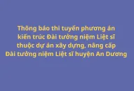 Thông báo thi tuyển phương án kiến trúc Đài tưởng niệm Liệt sĩ thuộc dự án Đổi quà QQ88, nâng cấp Đài tưởng niệm Liệt sĩ huyện An Dương