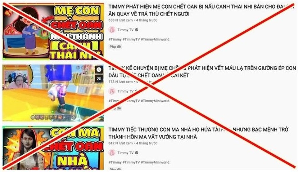 Kênh YouTube Timmy TV đăng nhiều thông tin độc hại